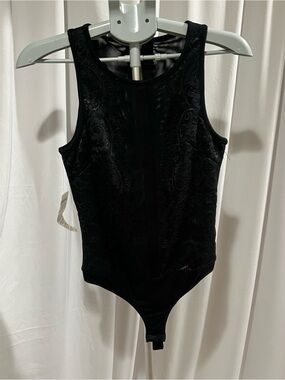 bebe Black Lace Detail Bodysuit